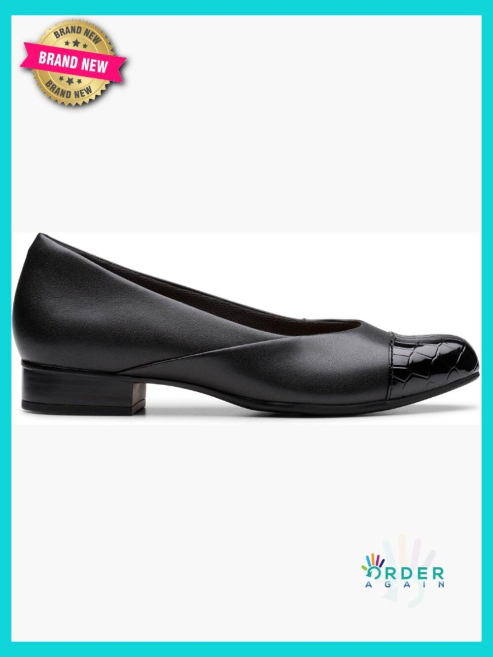 Classic Leather Flats with Cap Toe and Stack Heel Comfort Foam Footbed